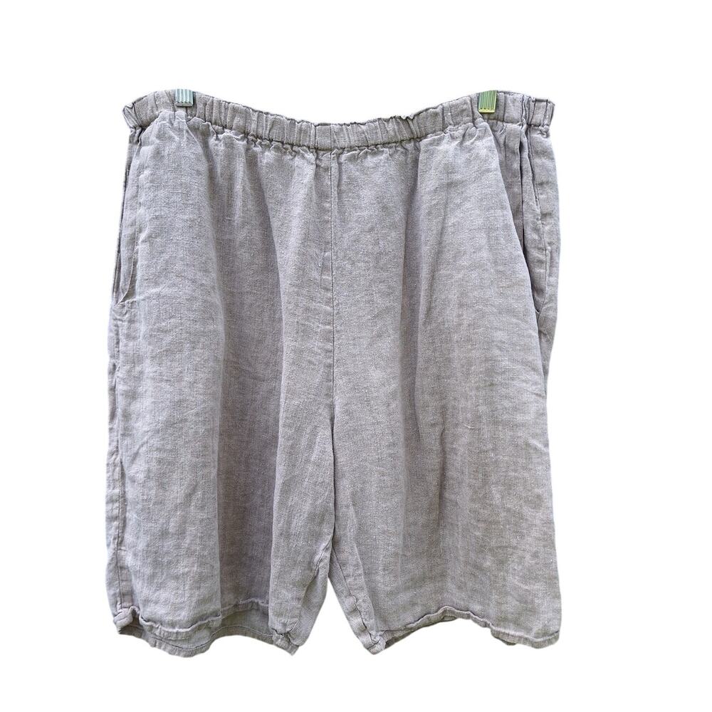Flax vintage oversized linen shorts neutral cream color lagenlook minimalist M